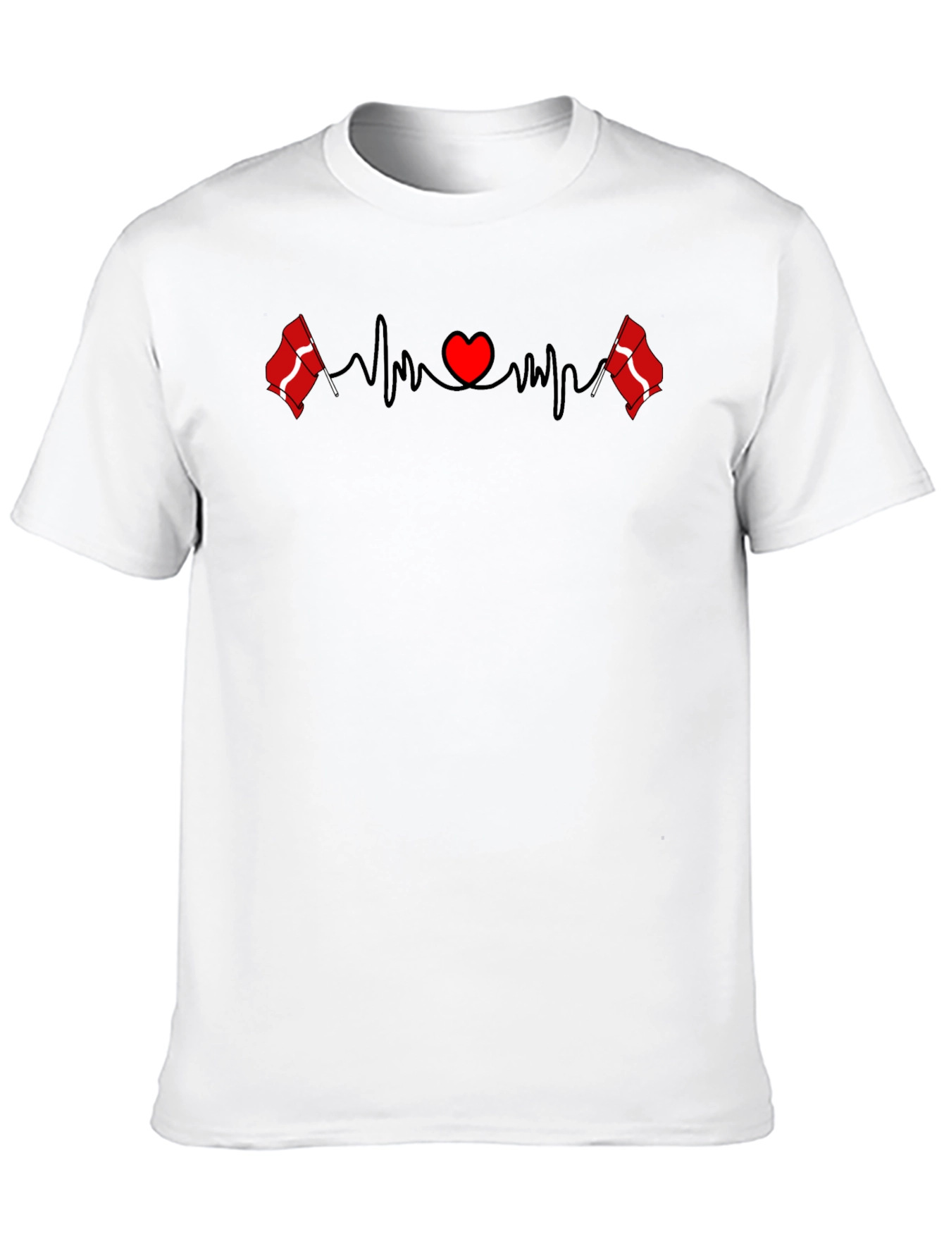 Denmark Flag Heartbeat T-Shirt