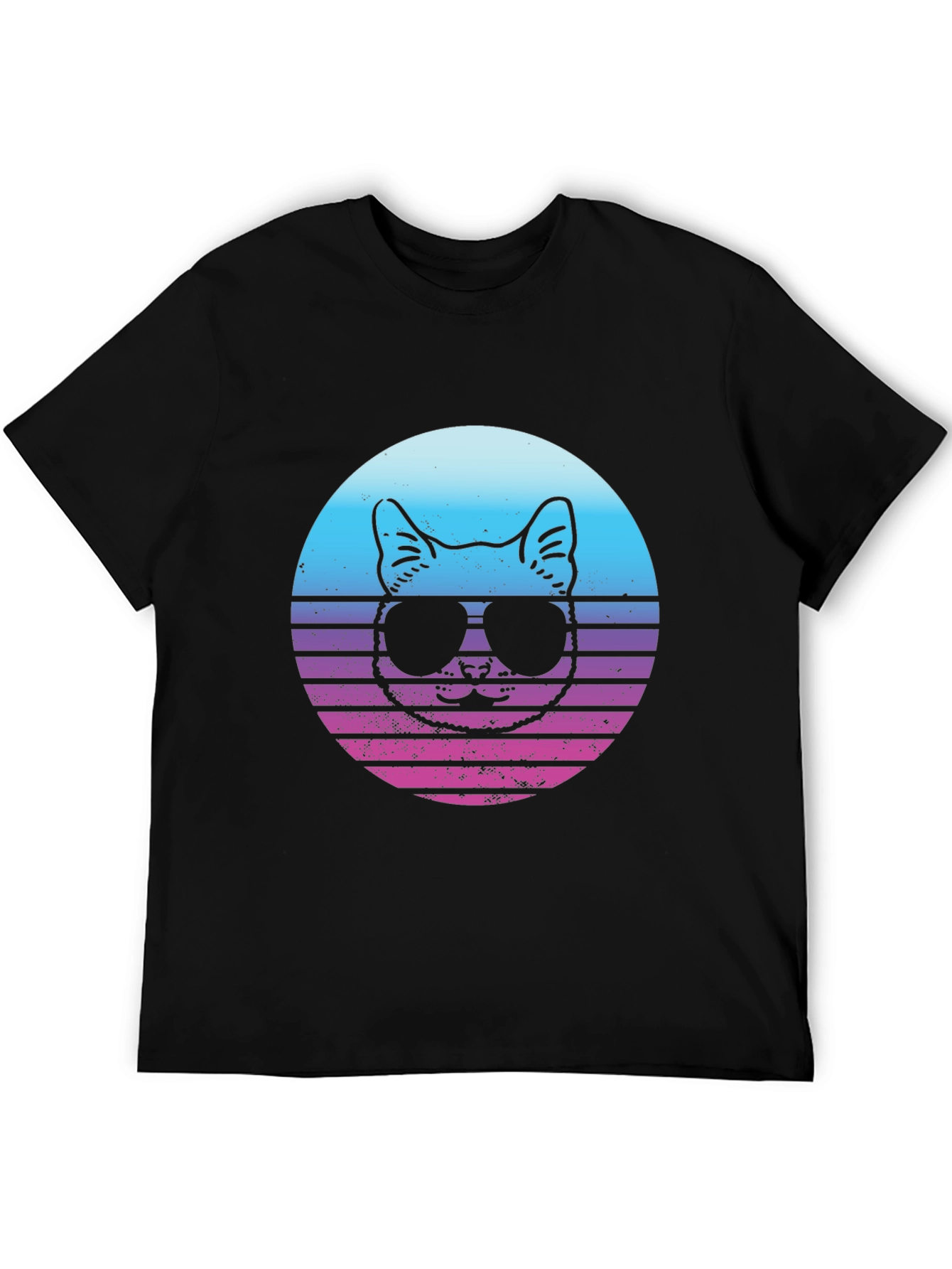 Cool Cat Retro Sunset Graphic T-Shirt