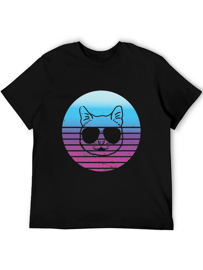 Cool Cat Retro Sunset Graphic T-Shirt