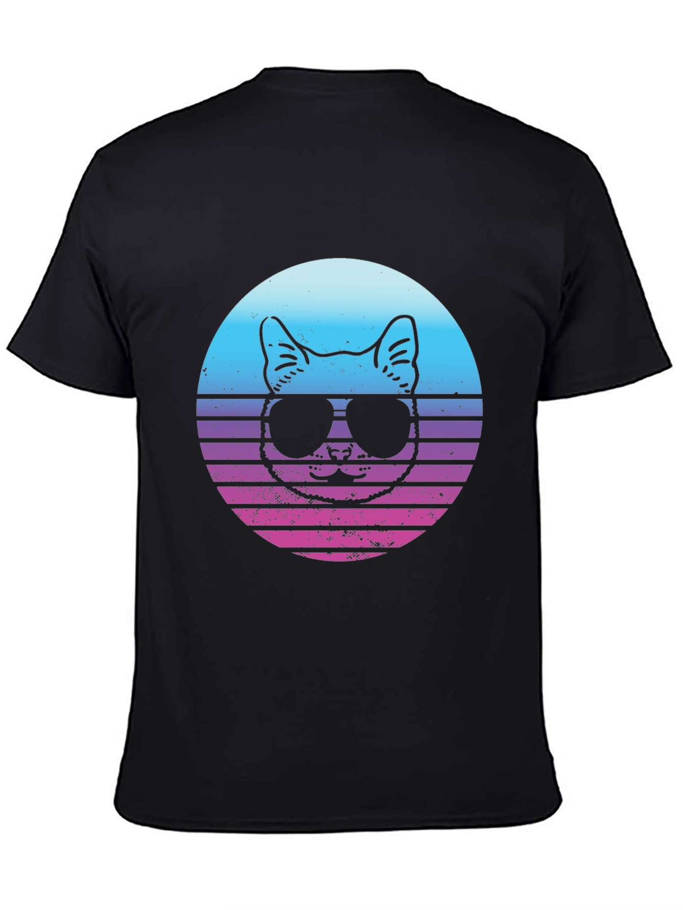 Cool Cat Retro Sunset Graphic T-Shirt