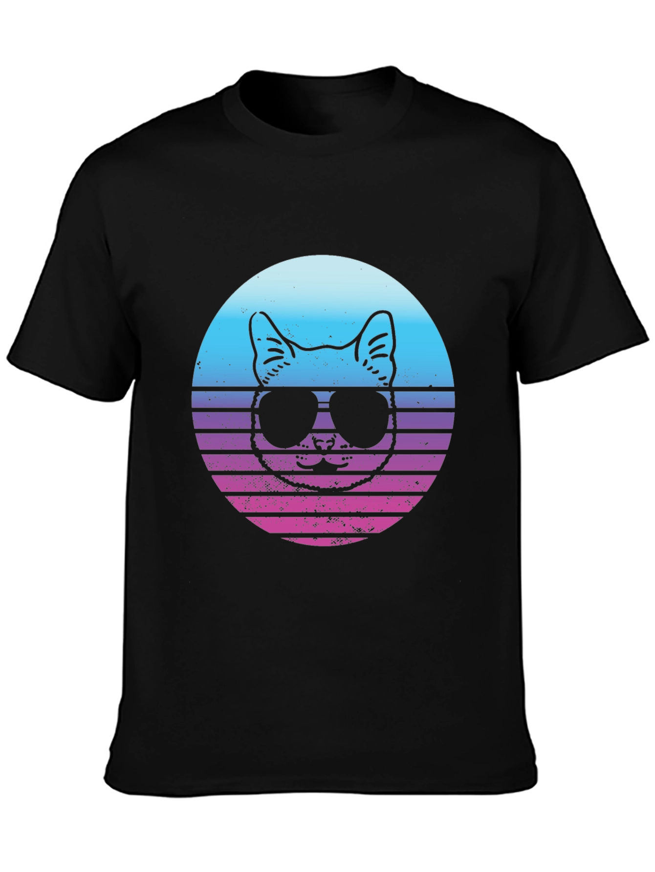 Cool Cat Retro Sunset Graphic T-Shirt