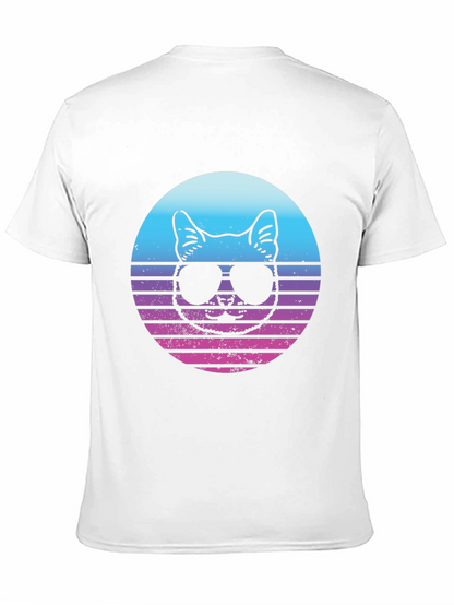 Cool Cat Retro Sunset Graphic T-Shirt