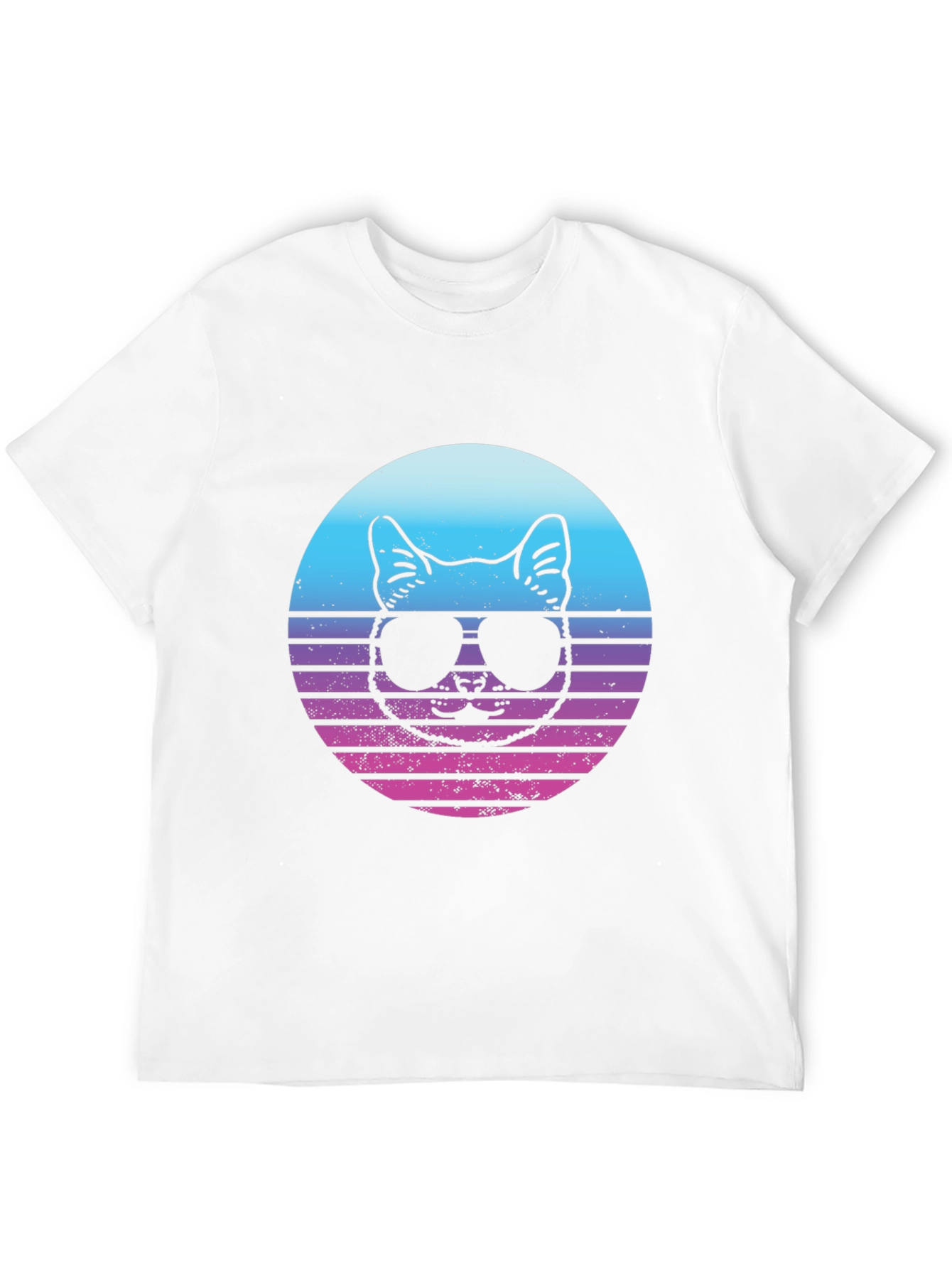 Cool Cat Retro Sunset Graphic T-Shirt