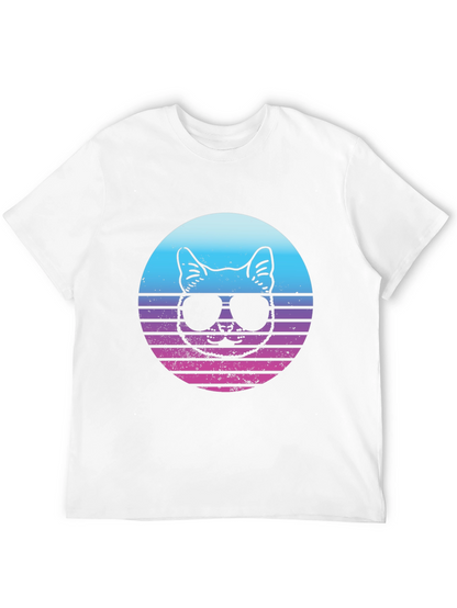 Cool Cat Retro Sunset Graphic T-Shirt