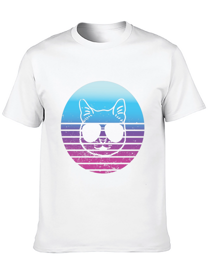 Cool Cat Retro Sunset Graphic T-Shirt