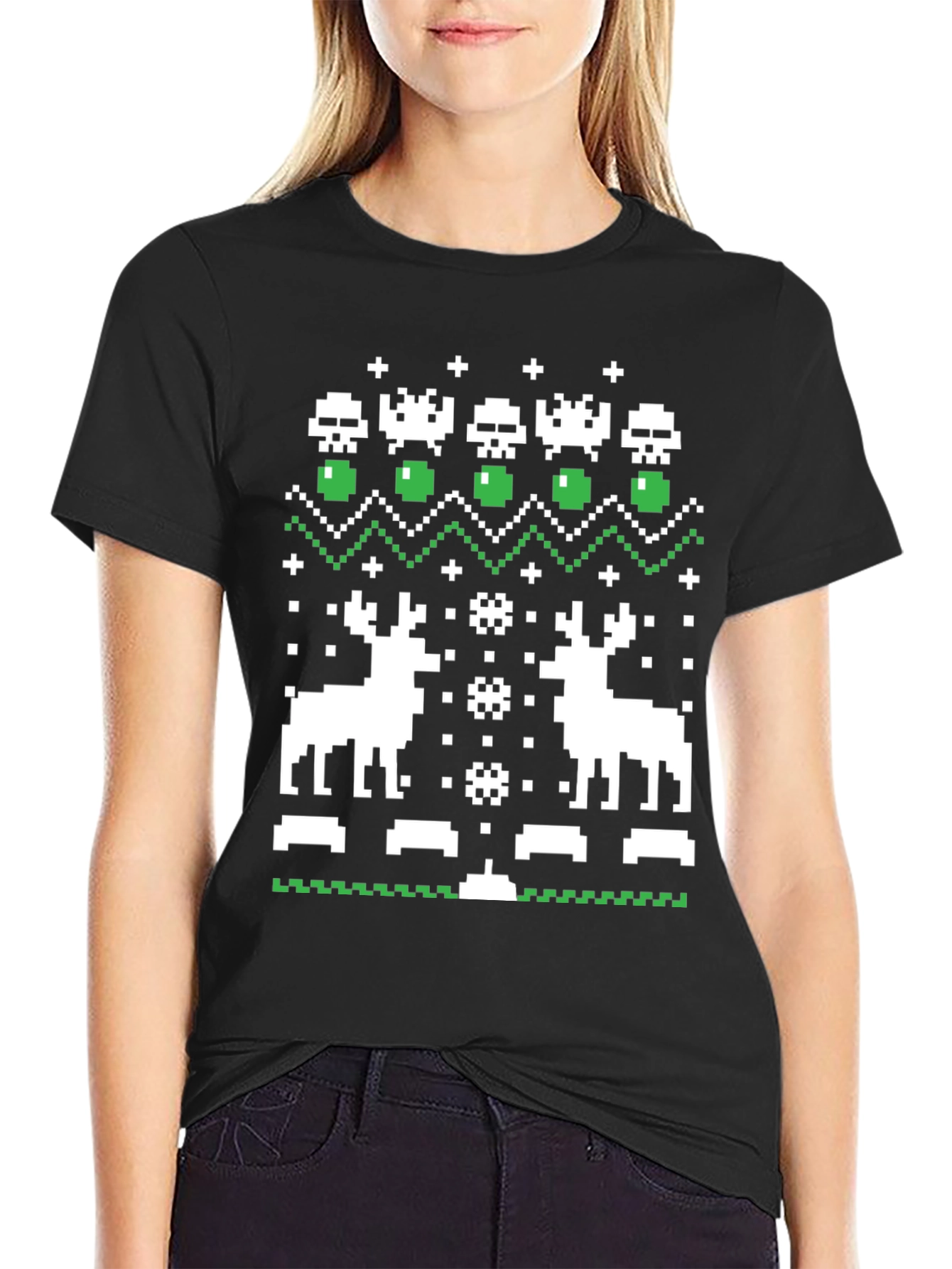 Pixel Art Christmas Deer T-Shirt