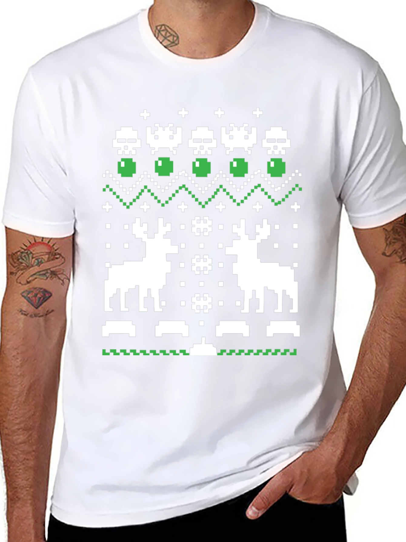 Pixel Art Christmas Deer T-Shirt