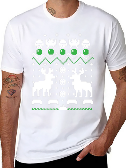 Pixel Art Christmas Deer T-Shirt
