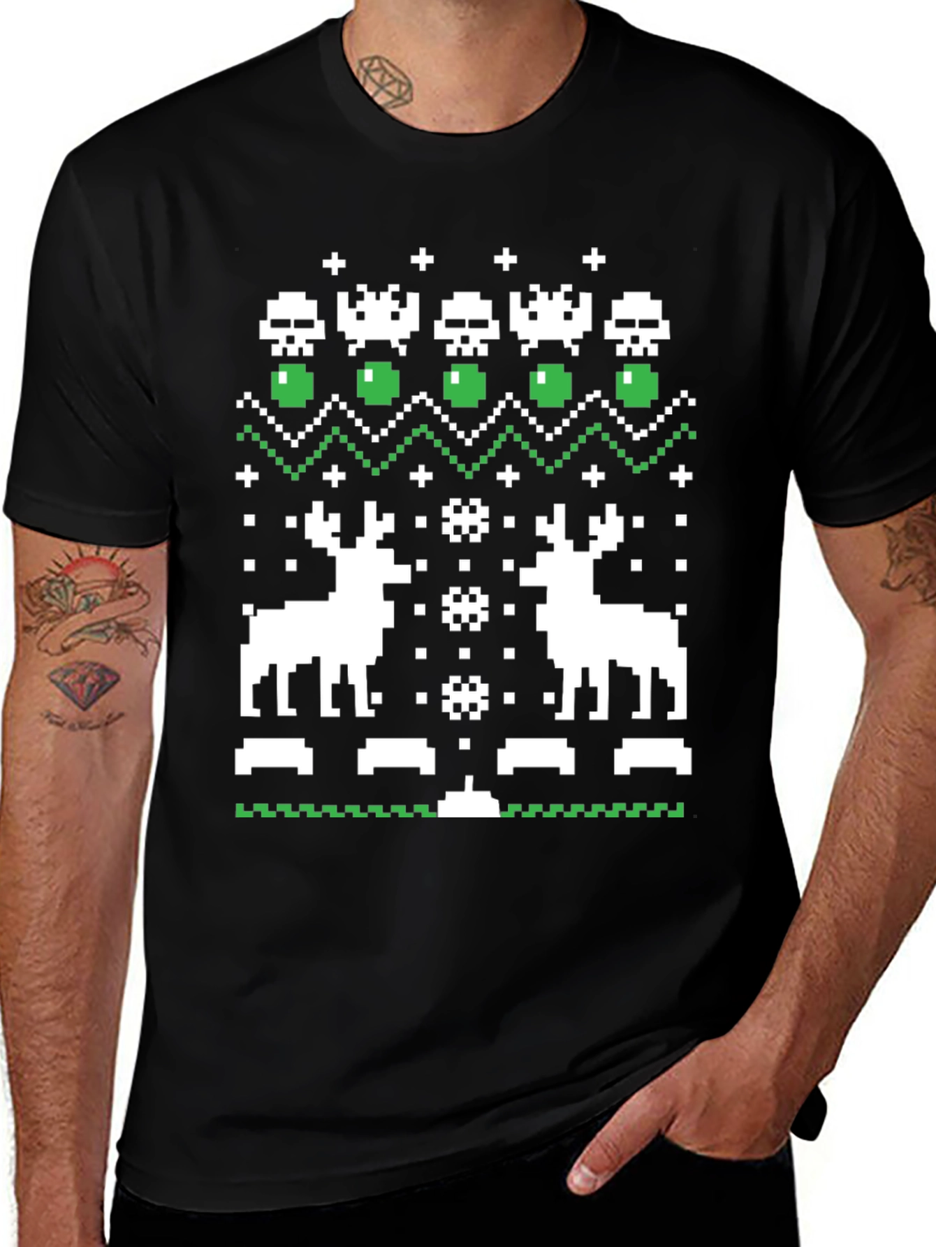 Pixel Art Christmas Deer T-Shirt