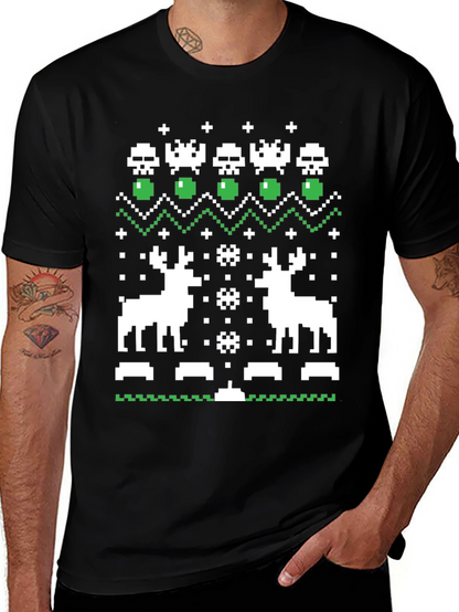 Pixel Art Christmas Deer T-Shirt