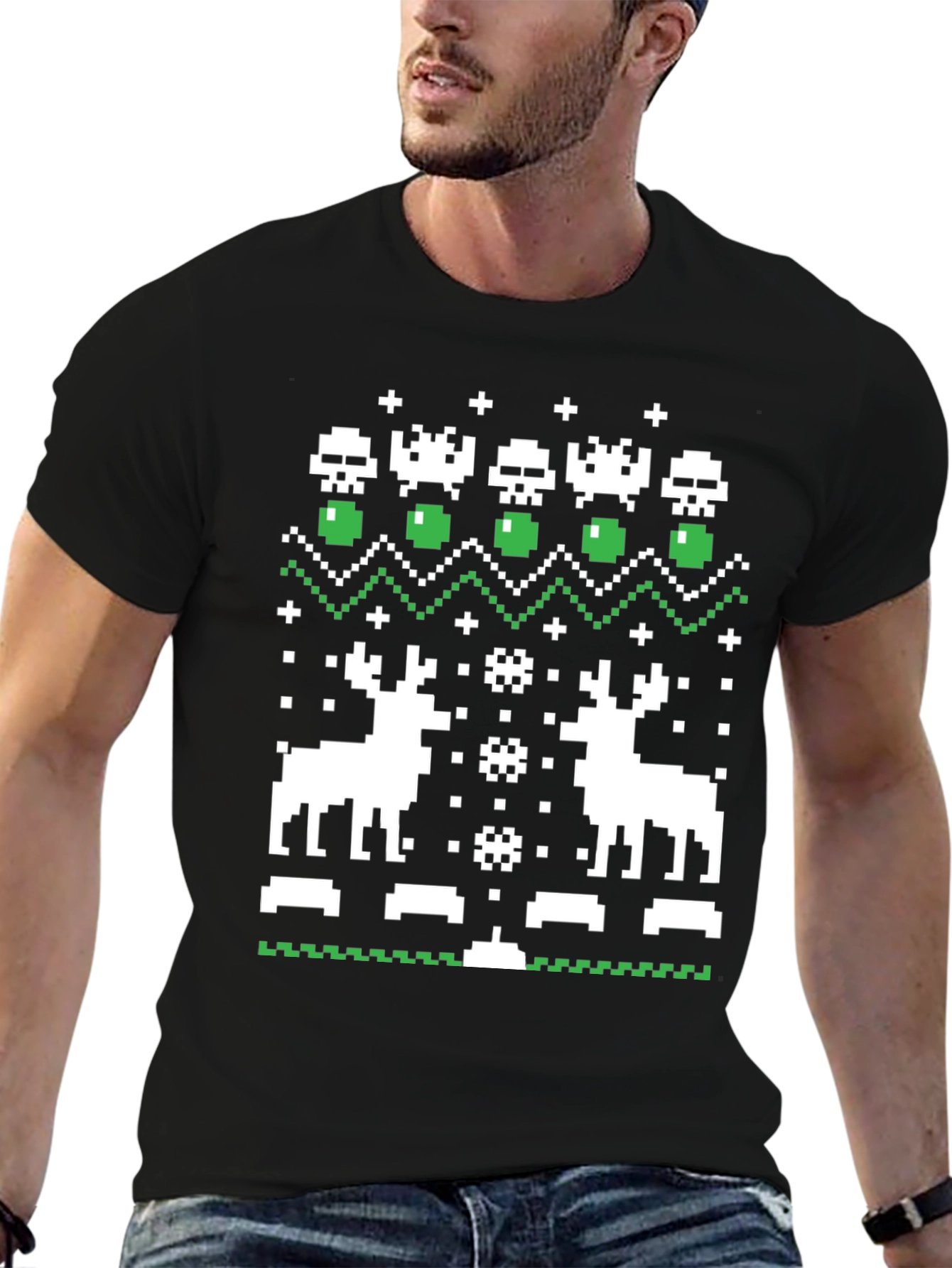 Pixel Art Christmas Deer T-Shirt