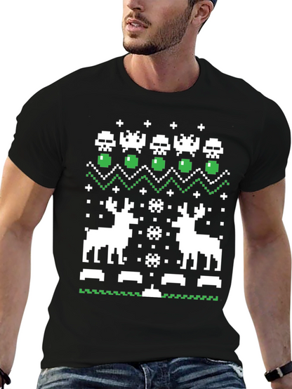 Pixel Art Christmas Deer T-Shirt