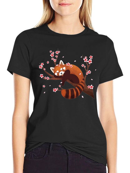 Red Panda on Branch Graphic T-Shirt