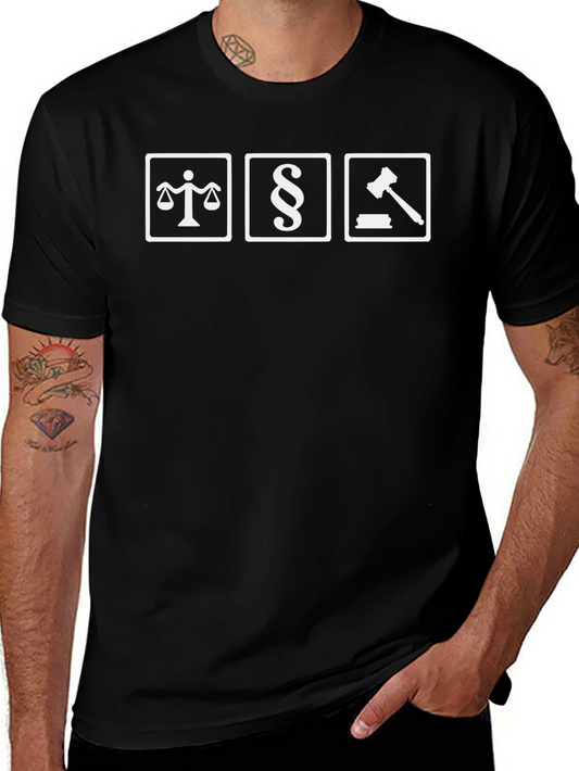 Law Symbols Graphic Tee - Black Cotton T-Shirt