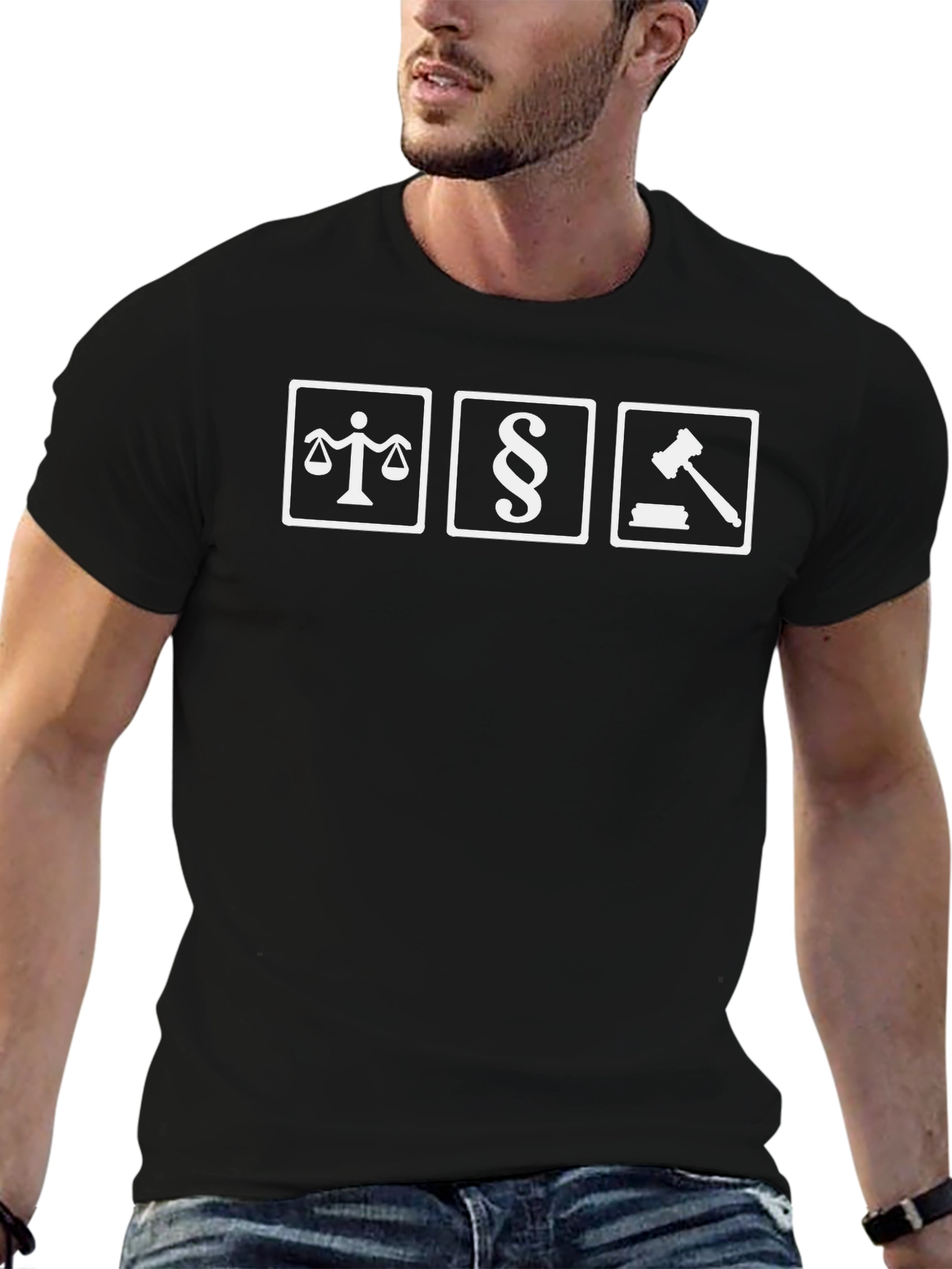 Law Symbols Graphic Tee - Black Cotton T-Shirt