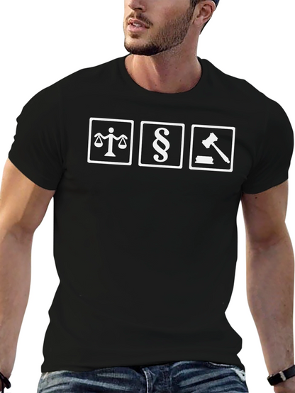 Law Symbols Graphic Tee - Black Cotton T-Shirt