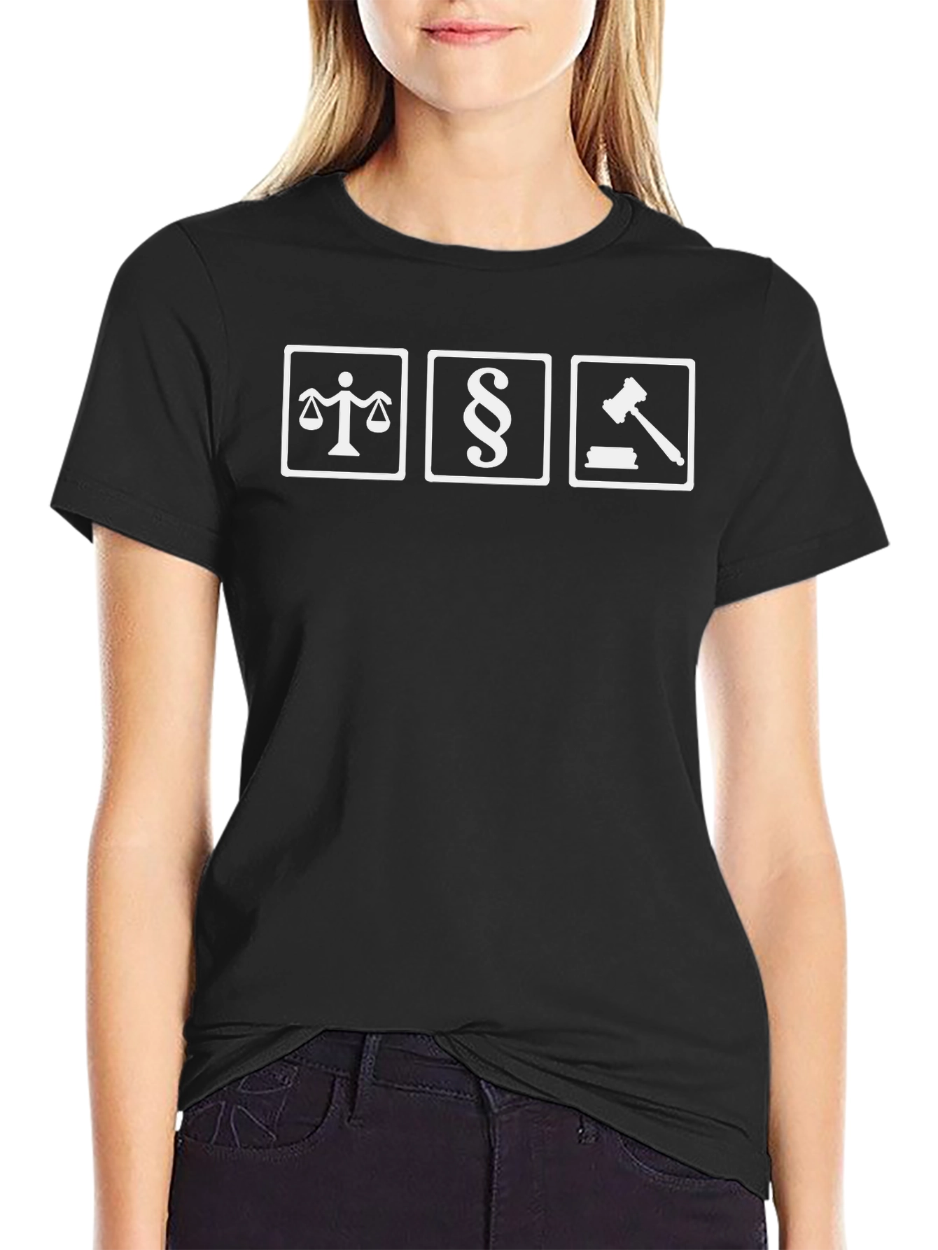Law Symbols Graphic Tee - Black Cotton T-Shirt
