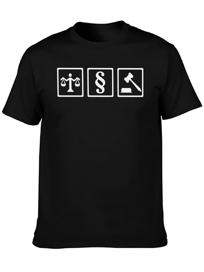 Law Symbols Graphic Tee - Black Cotton T-Shirt