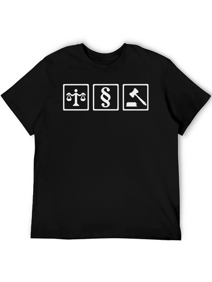 Law Symbols Graphic Tee - Black Cotton T-Shirt
