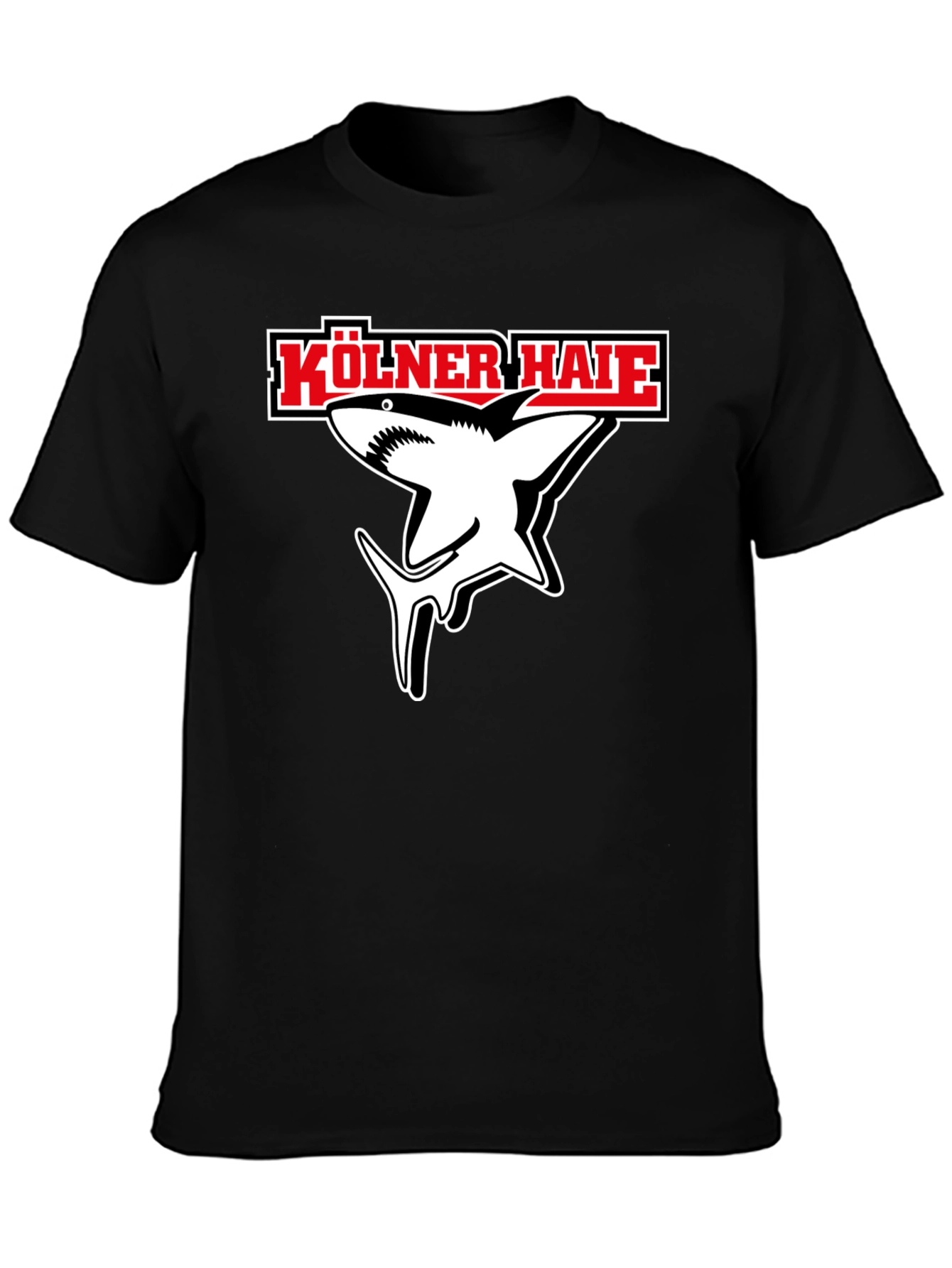 Kölner Haie Shark Graphic Tee - Black Cotton Shirt