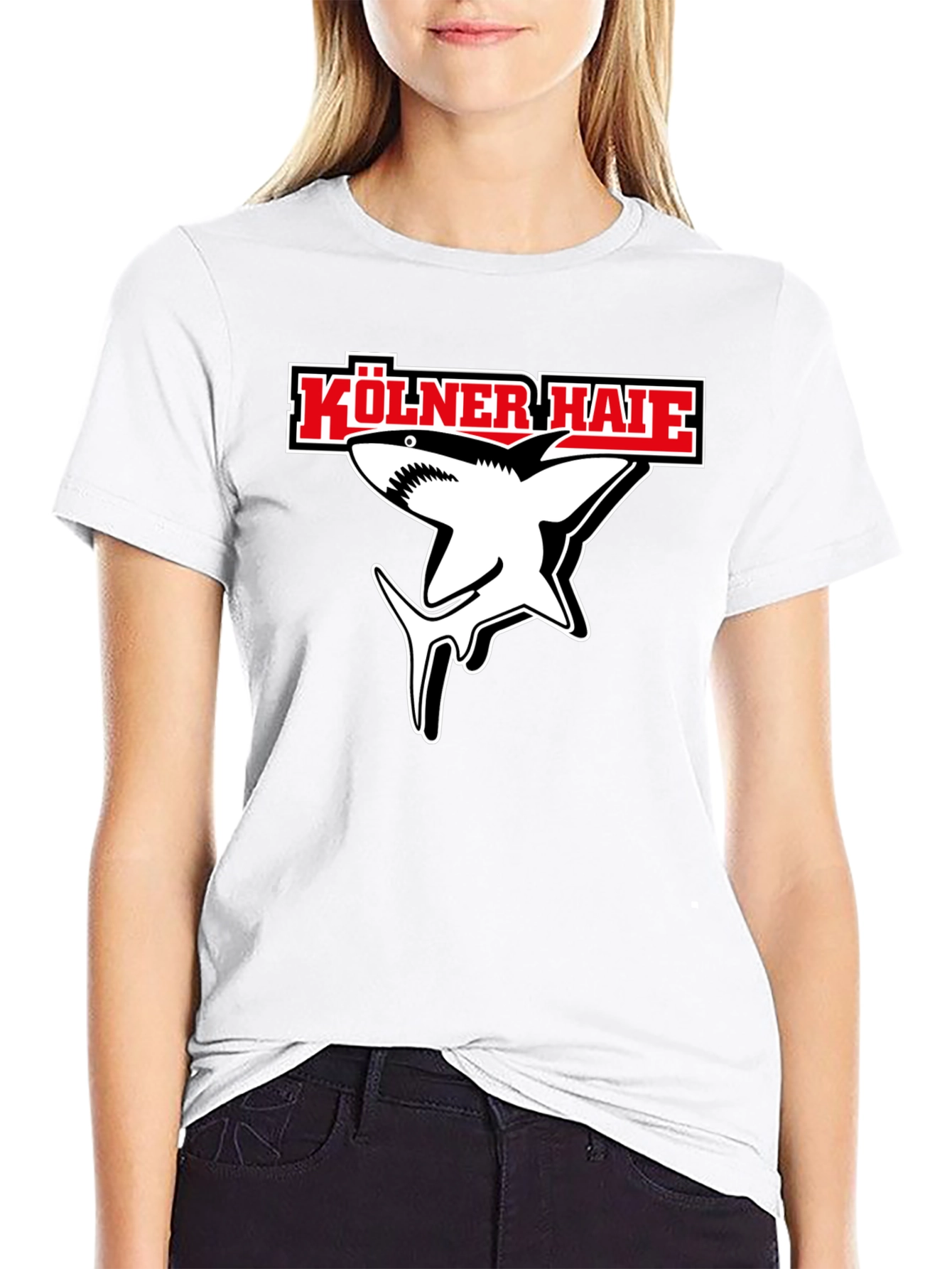 Kölner Haie Shark Graphic Tee - Black Cotton Shirt