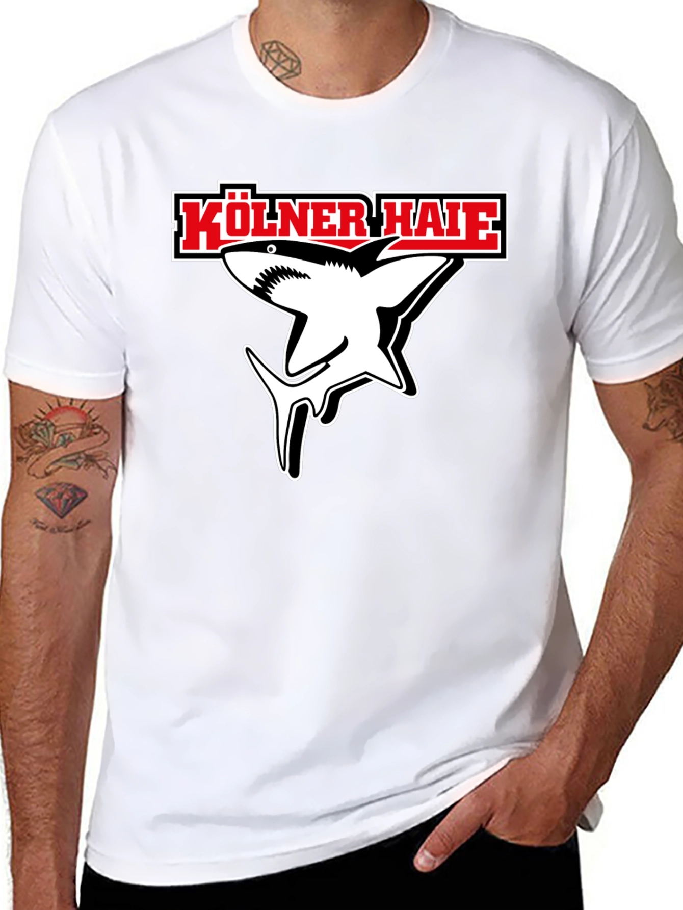 Kölner Haie Shark Graphic Tee - Black Cotton Shirt