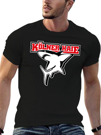 Kölner Haie Shark Graphic Tee - Black Cotton Shirt