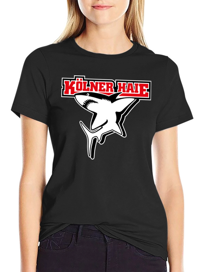 Kölner Haie Shark Graphic Tee - Black Cotton Shirt