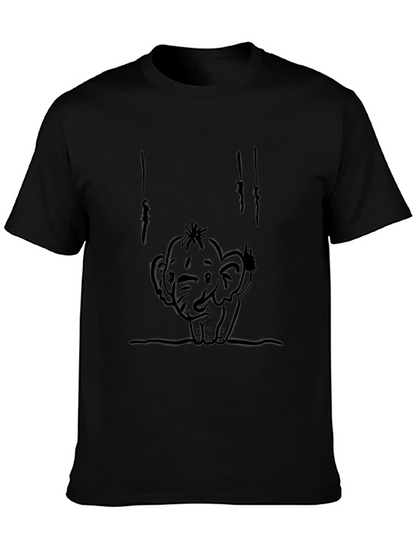 Cute Elephant Graphic T-Shirt - Black