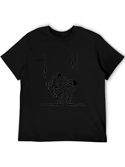 Cute Elephant Graphic T-Shirt - Black
