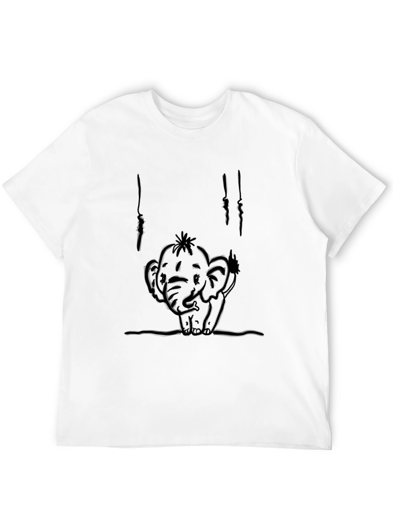 Cute Elephant Graphic T-Shirt - Black