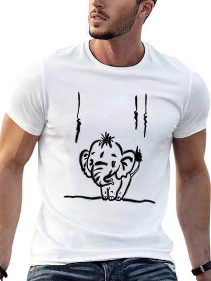 Cute Elephant Graphic T-Shirt - Black