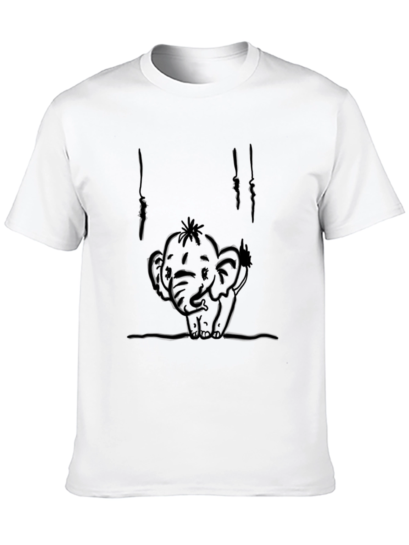 Cute Elephant Graphic T-Shirt - Black