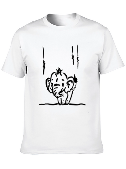 Cute Elephant Graphic T-Shirt - Black