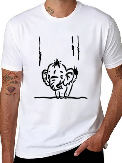 Cute Elephant Graphic T-Shirt - Black