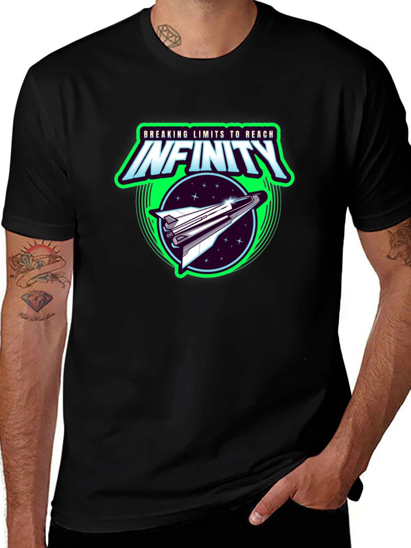 Infinity Space Shuttle Graphic Black T-Shirt