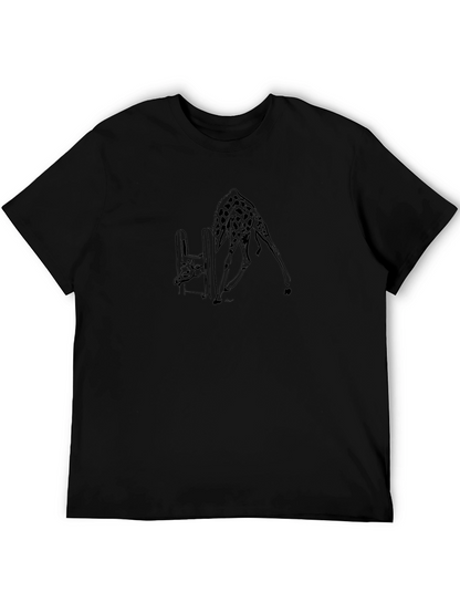 Giraffe Drinking Black T-Shirt