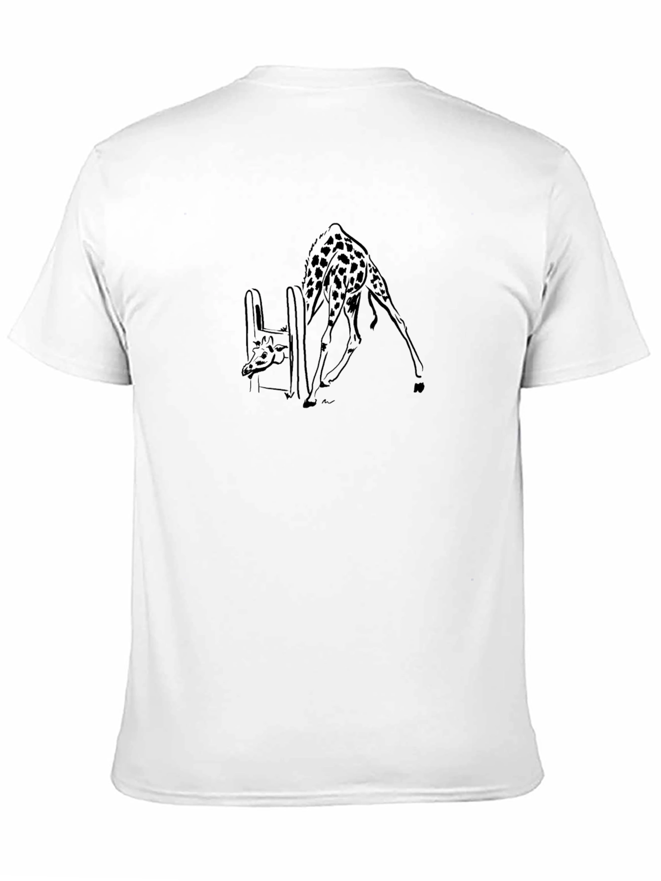 Giraffe Drinking Black T-Shirt