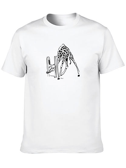 Giraffe Drinking Black T-Shirt