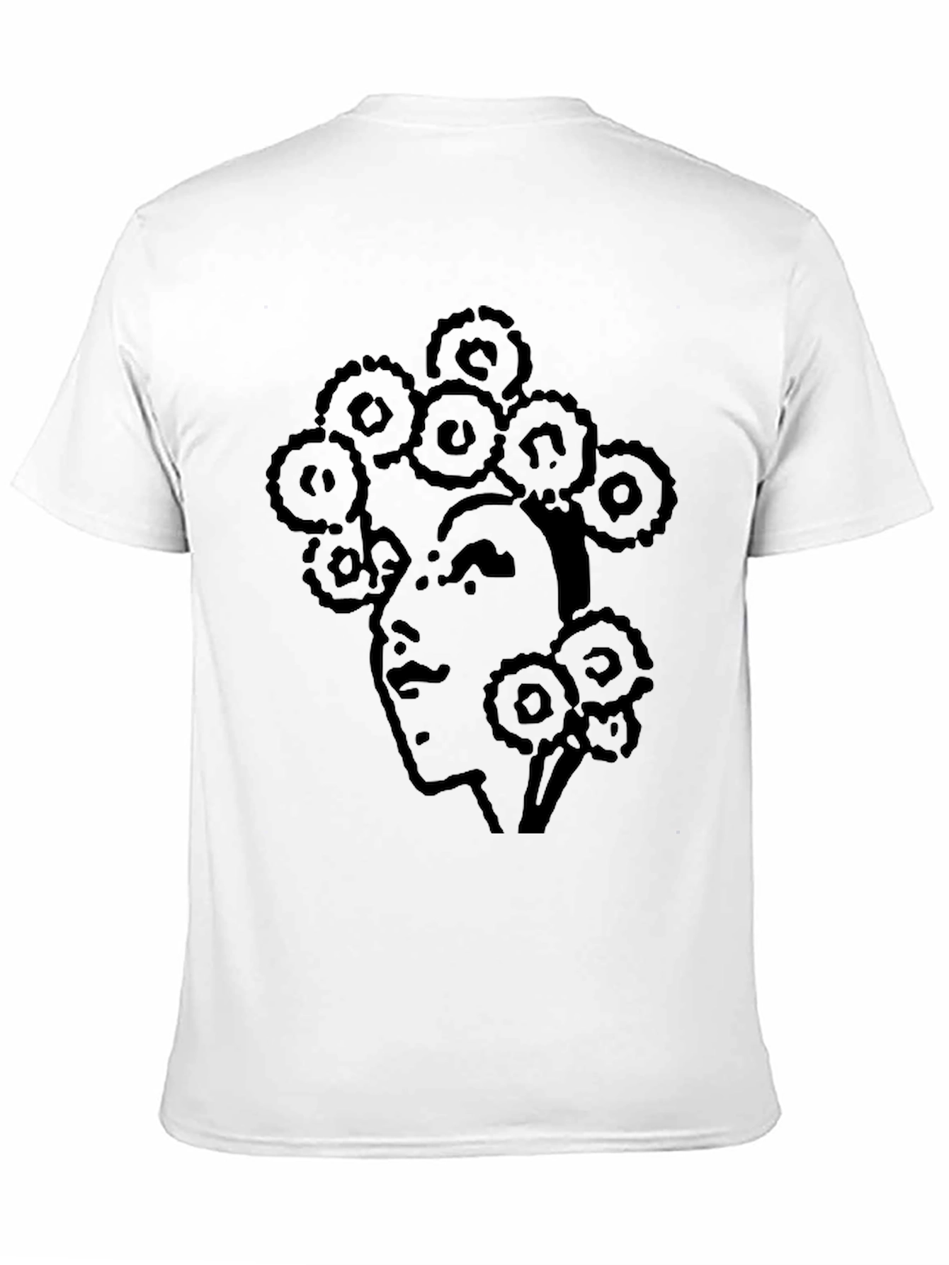 Abstract Face Print T-Shirt - Casual Black Tee