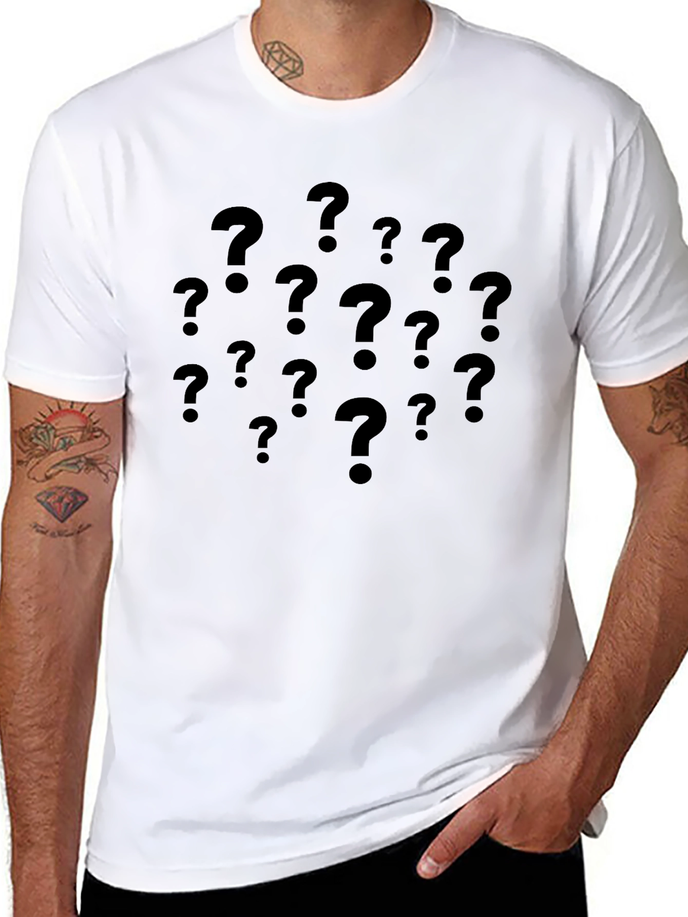 Mystery Question Marks T-Shirt - Dark Graphic Tee