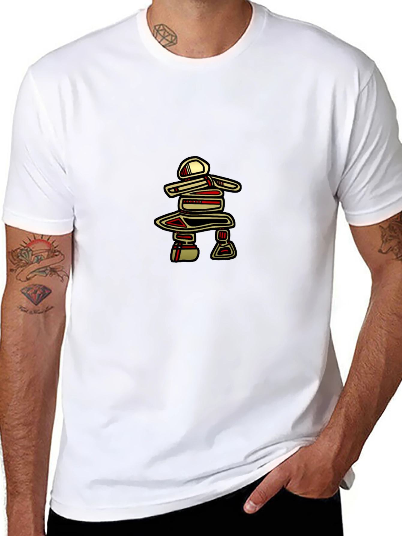 Inukshuk Graphic Tee - Black Crew Neck T-Shirt