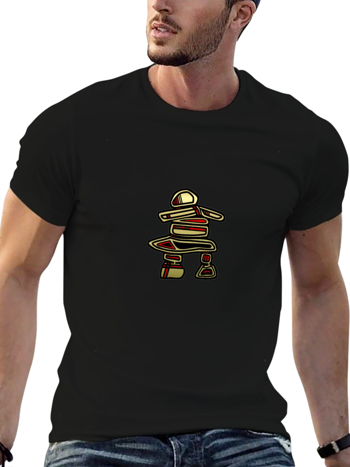 Inukshuk Graphic Tee - Black Crew Neck T-Shirt