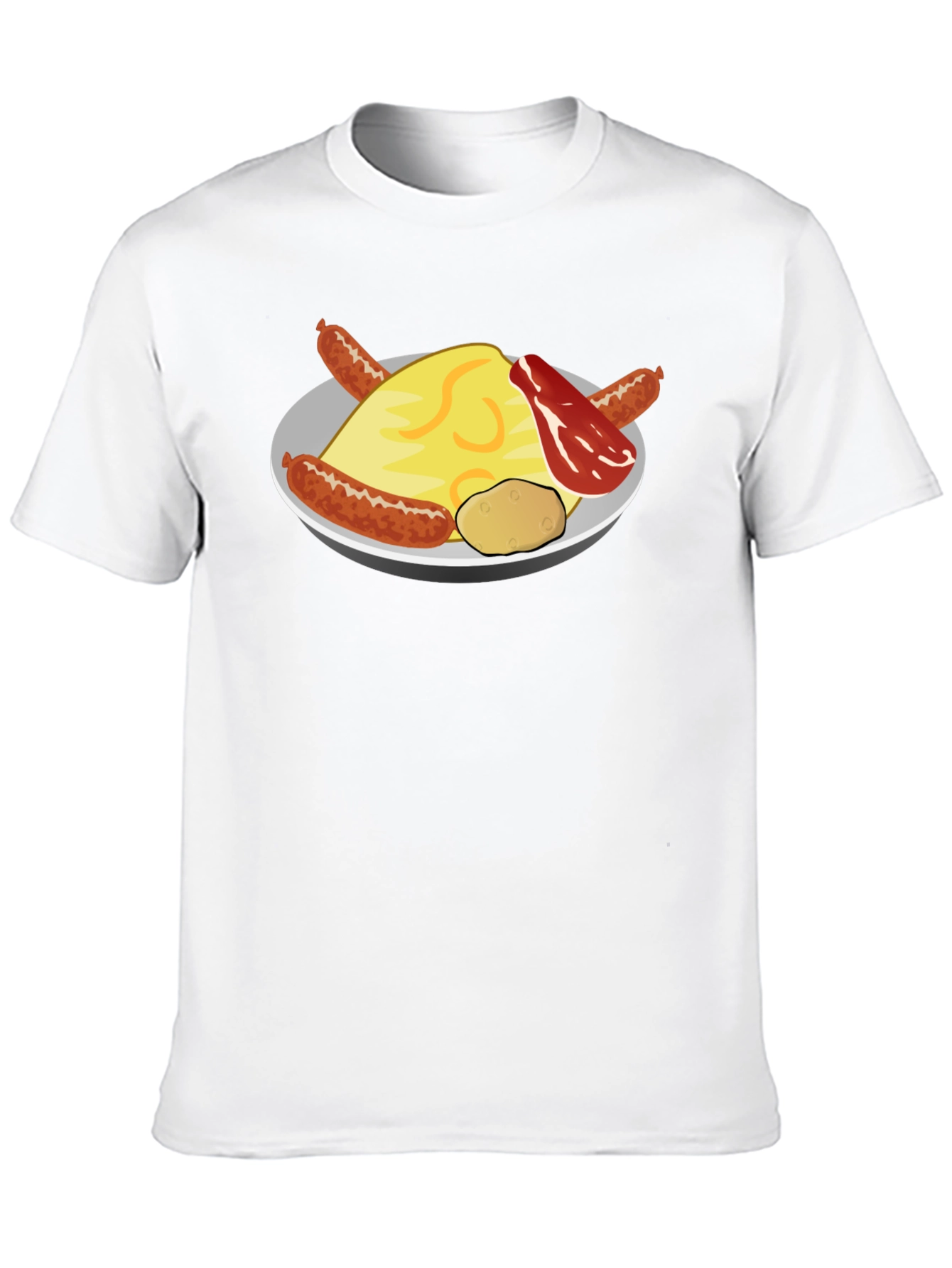 Breakfast Food Graphic T-Shirt - Sausage Bacon Egg Potato