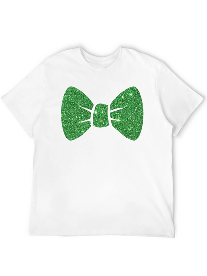 Green Glitter Bow Tie Black T-Shirt