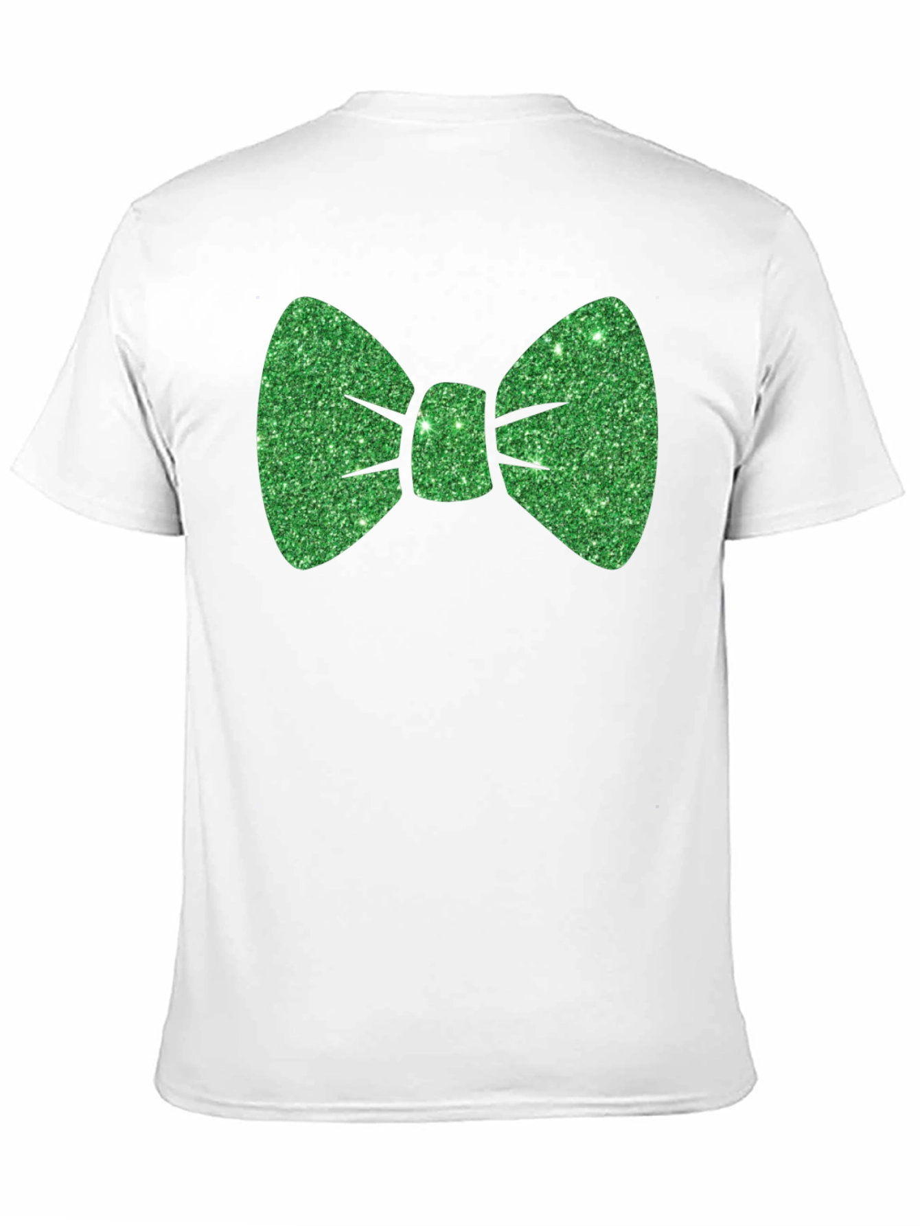 Green Glitter Bow Tie Black T-Shirt