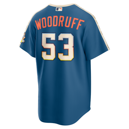 Brandon Woodruff Milwaukee Brewers Nike 2026 City Connect Stadium Jersey - Mineral Blue