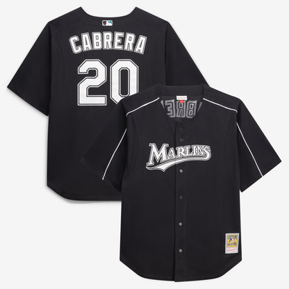 Miguel Cabrera Miami Marlins Mitchell &amp;amp; Ness Big &amp;amp; Tall Cooperstown Mesh Batting Practice Jersey - Black