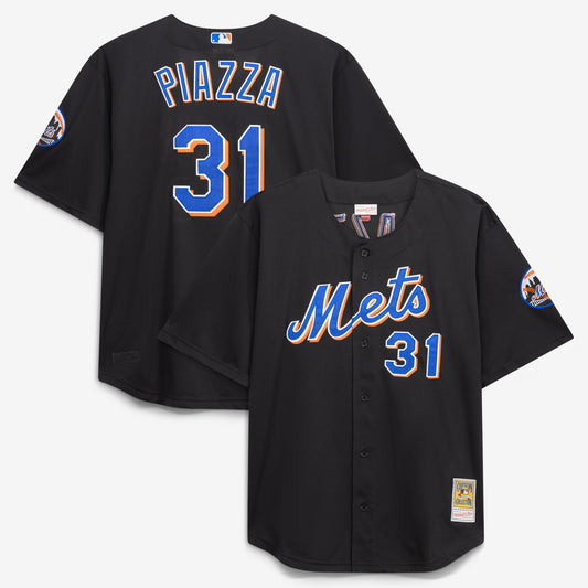 Mike Piazza New York Mets Mitchell &amp;amp; Ness Big &amp;amp; Tall Cooperstown Mesh Batting Practice Jersey - Black