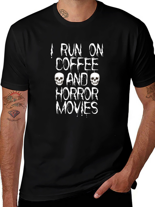 I Run On Coffee & Horror Movies Graphic T-Shirt